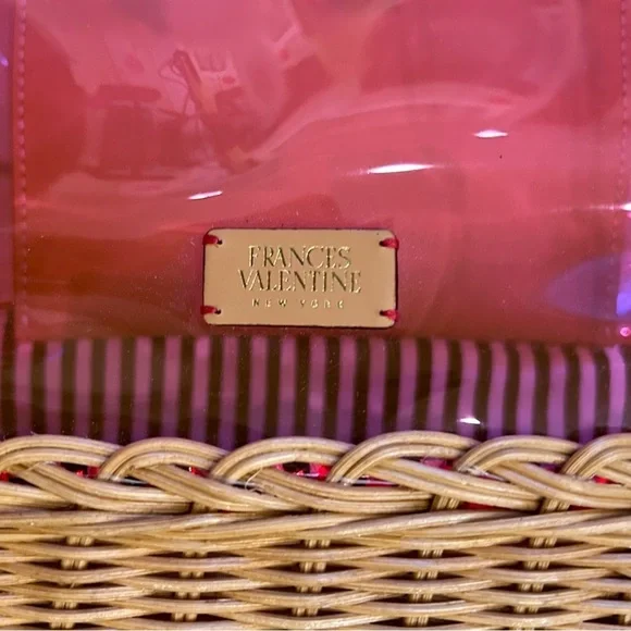 Frances Valentine “Margaret” Wicker PVC Large Tote Shoulder Bag Hot Pink NWOT - Picture 2 of 12